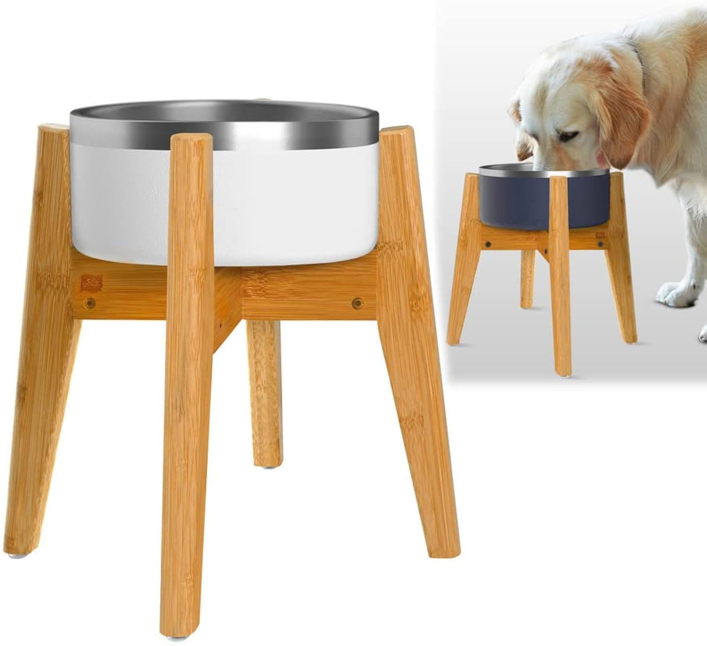 Raised Bamboo Dog Bowls