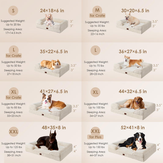 EHEYCIGA Orthopedic Dog Beds for Medium Large Extra Large Dogs, Waterproof Memory Foam XL Dog Bed with Sides, Egg-Crate Foam Couch Bed with Washable Removable Cover