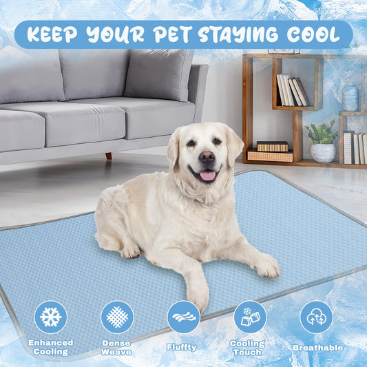 Buvlnee Summer Dog Cooling Mat Washable Ice Silk Self Cool Pad for Small Dogs and Cats, 27x22in Pet Sleeping Pad for Crate, Bed, Indoor & Outdoor Floor, Car Seats