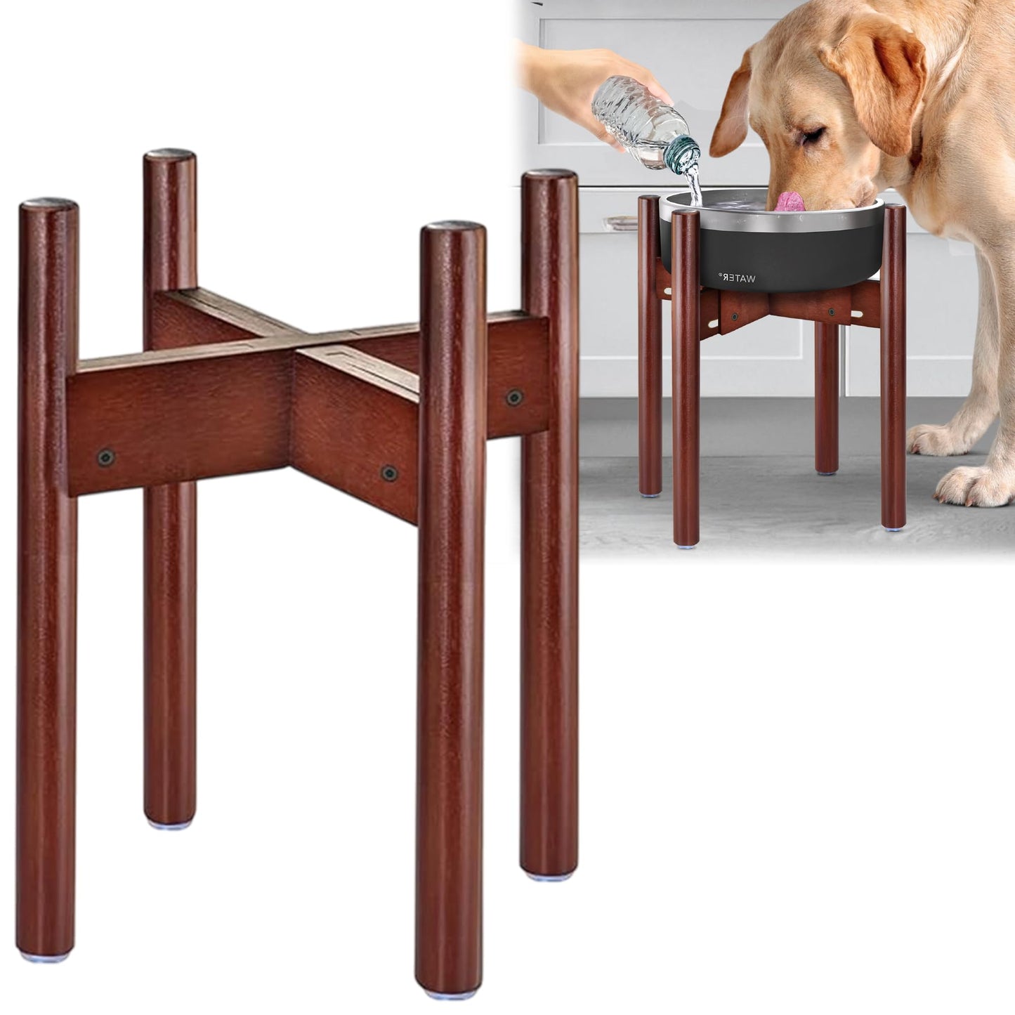 Raised Bamboo Dog Bowls