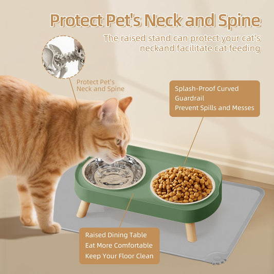 Elevated Cat Bowl, Raised Cat Food and Water Bowl Set for Indoor Cats