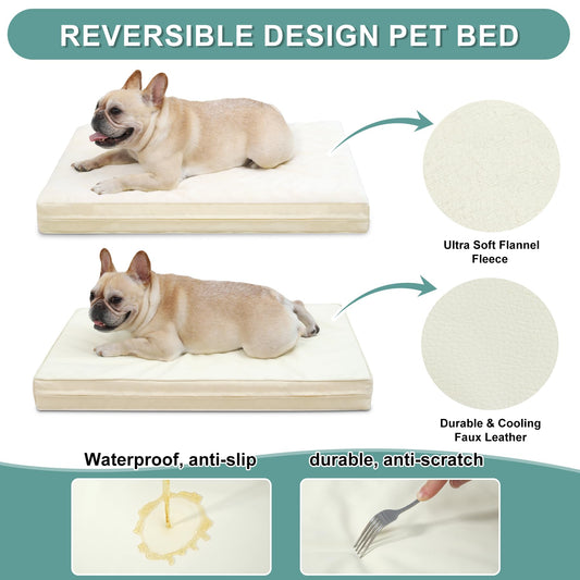 Waterproof Dog Bed Washable Dog Cate Pad with Removable Cover, Orthopedic Foam Anti Slip Kennel Pad Large, Medium, Small Sizes