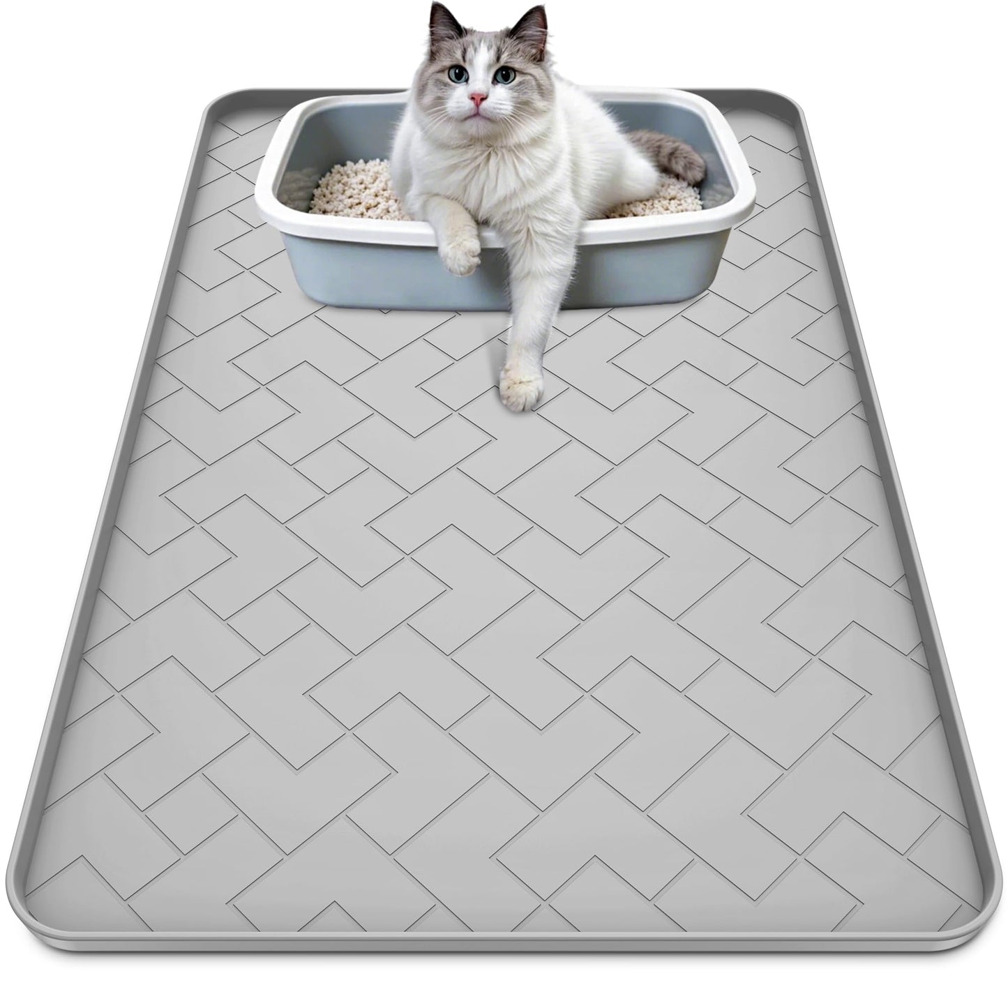 Silicone Cat Litter Mat for litter box,Ultra-Thick Easy to Clean Litter Box Mat, Waterproof, Urine-Proof, Non-Slip Kitty Litter Mats for Floor, Keeping the Floor Clean and Tidy