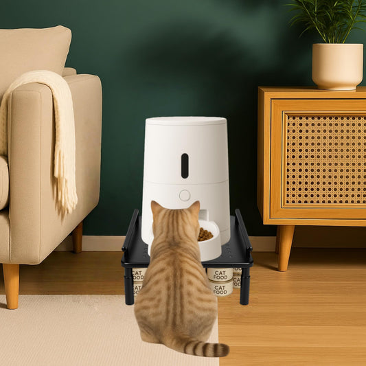 Raised Pet Feeder Stand for Cats & Dogs Neck Health, Metal Holder for Pet Automatic Feeders, Pet Water Dispenser Stand, Adjustable Height Elevated Shelf for Most Pet Feeders & Water Dispensers