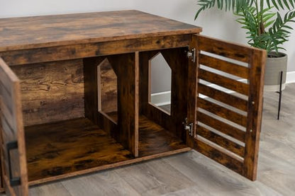 Trixie XL Furniture Litter Box Enclosure (White), Hidden Litter Box for Cats with Openings on Either Ends & Large Ventilations Slots, Double Doors for Easy Cleaning, Removable Divider