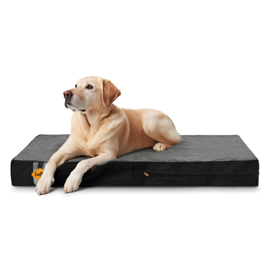 Laifug Memory Foam Dog Bed - Orthopedic Crate Bed with Waterproof Liner & Removable Washable Cover & Nonskid Bottom, for Small to Extra Large Dogs