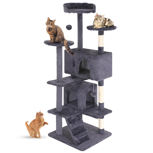 FDW Cat Tree Cat Tower Multi-Level Durable Cat Scratching Post & Cozy Fun Cat Jumping Platform Space Saving Cat Condo Pet Play House for Indoor Cats