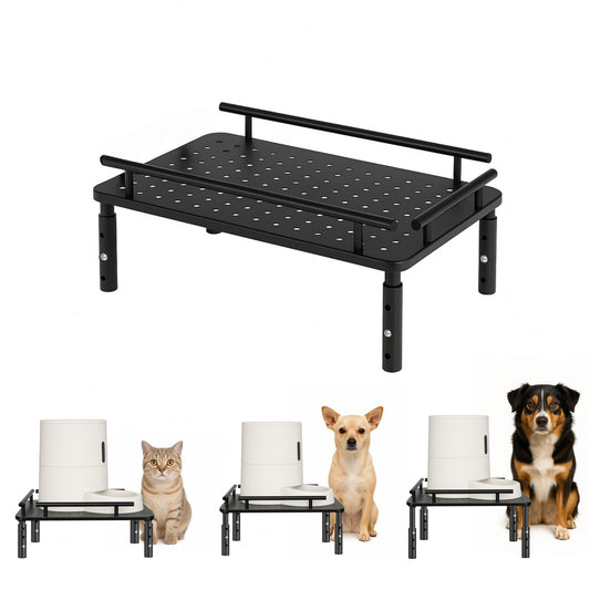 Raised Pet Feeder Stand for Cats & Dogs Neck Health, Metal Holder for Pet Automatic Feeders, Pet Water Dispenser Stand, Adjustable Height Elevated Shelf for Most Pet Feeders & Water Dispensers