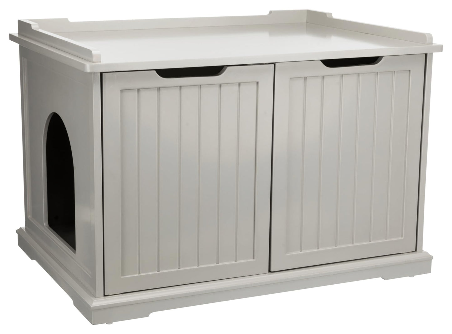 Trixie XL Furniture Litter Box Enclosure (White), Hidden Litter Box for Cats with Openings on Either Ends & Large Ventilations Slots, Double Doors for Easy Cleaning, Removable Divider