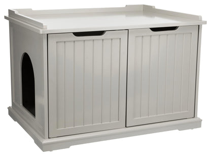 Trixie XL Furniture Litter Box Enclosure (White), Hidden Litter Box for Cats with Openings on Either Ends & Large Ventilations Slots, Double Doors for Easy Cleaning, Removable Divider