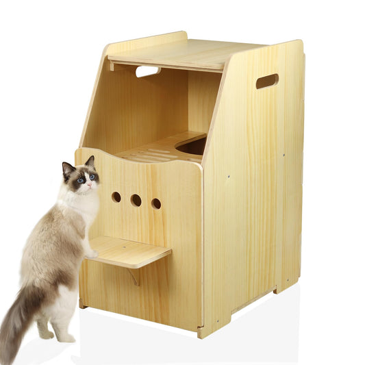 Wooden Cat Washroom with Vent&Filtered Litter Panels, Enclosed Litter Box Furniture, Easy to Assemble, 2 Openings
