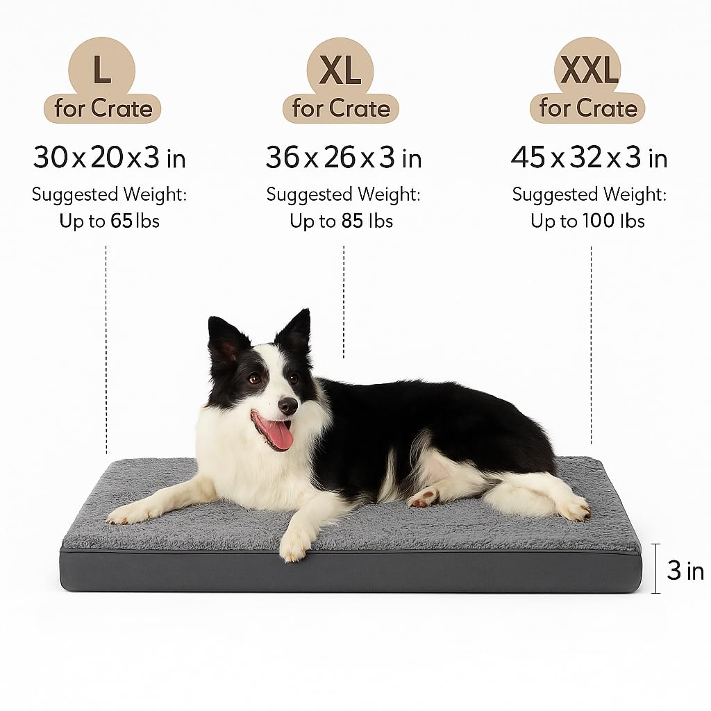 RichePet Dog Bed with Waterproof Inner Liner, Removable Cover, Egg Crate Foam Dog Beds, Easy to Clean.