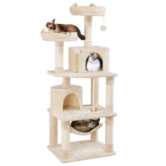 Yaheetech 62.5inches Cat Tree Cat Tower Cat Condo with Platform & Hammock, Scratching Posts for Kittens Pet Play House with Plush Perch for Indoor Activity Relaxing