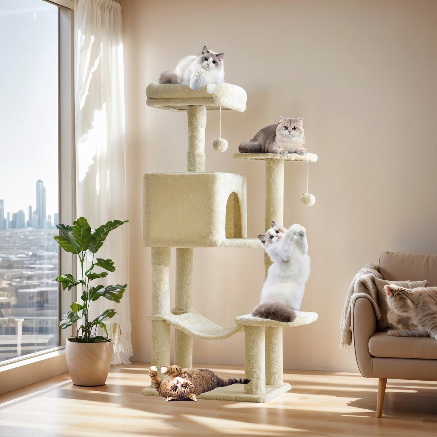 Sweetcrispy Cat Tree Tower – Multi-Level with Sisal Scratching Post