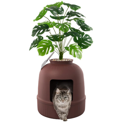 Lifewit Litter Box Cat with Faux Plant & Scoop, Hidden Enclosure Litter Tray