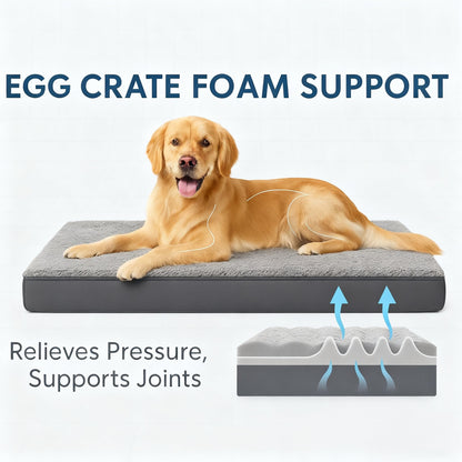 RichePet Dog Bed with Waterproof Inner Liner, Removable Cover, Egg Crate Foam Dog Beds, Easy to Clean.
