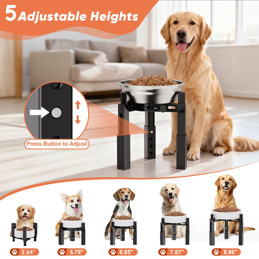 XIAZ Dog Bowl Stand Elevated Food Water Bowl Holder for Large Medium Small Sized Dog, Heights&Width Adjustable, Non-Slip, Durable, Elevated Feeding Bowl Stand for All Dogs Bowls