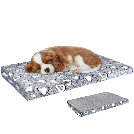 VANKEAN Reversible Cool and Warm Dog Bed Mat for Crates - Stylish Pad With Waterproof Inner Linings and Removable Machine Washable Cover, Firm Support for Small to XX-Large Dogs, Grey
