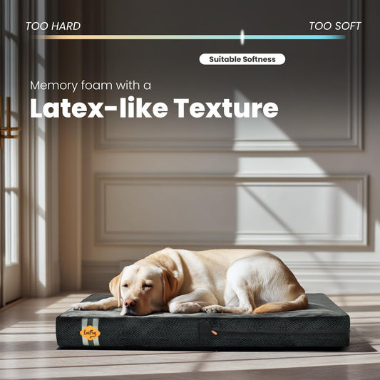 Laifug Memory Foam Dog Bed - Orthopedic Crate Bed with Waterproof Liner & Removable Washable Cover & Nonskid Bottom, for Small to Extra Large Dogs