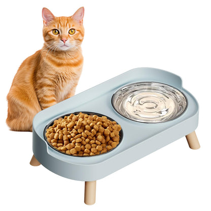 Elevated Cat Bowl, Raised Cat Food and Water Bowl Set for Indoor Cats