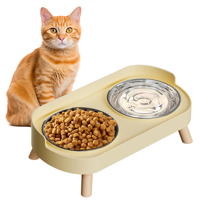 Elevated Cat Bowl, Raised Cat Food and Water Bowl Set for Indoor Cats