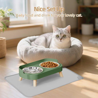Elevated Cat Bowl, Raised Cat Food and Water Bowl Set for Indoor Cats