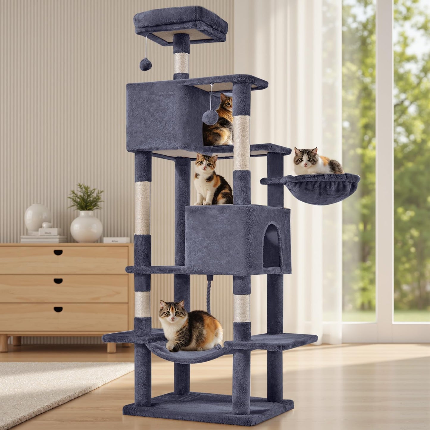 Sweetcrispy Cat Tree Tower – Multi-Level with Sisal Scratching Post