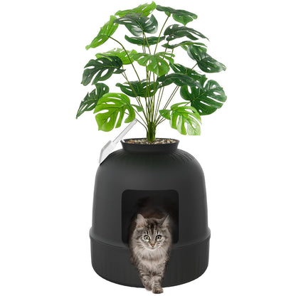 Lifewit Litter Box Cat with Faux Plant & Scoop, Hidden Enclosure Litter Tray