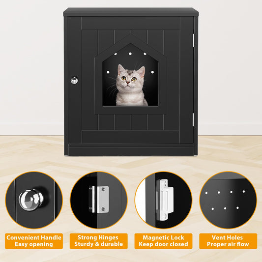 Epetlover Cat Litter Box Enclosure Furniture Hidden for Indoor Cats Decorative Wooden Pet House Kitty Washroom with Vent Holes