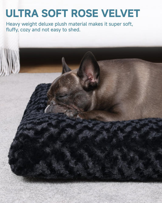 KSIIA Washable Dog Bed Deluxe Plush Dog Crate Beds Comfy Kennel Pad Anti-Slip Pet Sleeping Mat for Medium, Large, Small, Jumbo Breeds