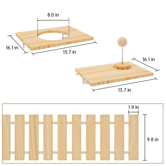 Chuiendi Cat Wall Hammock, Wall Mounted Bridge with Track Toy Ball & 3 Hanging Ball, Pet Ladder Wide 10"" Long 29"" for Climb, Perch, Activity, Easy Install Wooden Cats Steps Hammock Tree Shelf