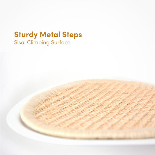 xympo 68" Tall Wall-Mounted Cat Tree – Modern Space-Saving Cat Shelf with Sisal Scratching Post & Steel Climbing Steps – Stylish Cat Wall Furniture for Small Spaces