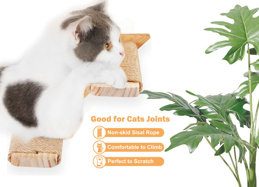 Wall Mounted 1 Pack Cat Shelf with 2 Pcs Two Steps Climber Stairs - Modern Cat Wall Furniture for Climbing, Lounging, and Playing - Perfect Hammock for Indoor Cats or Kitty