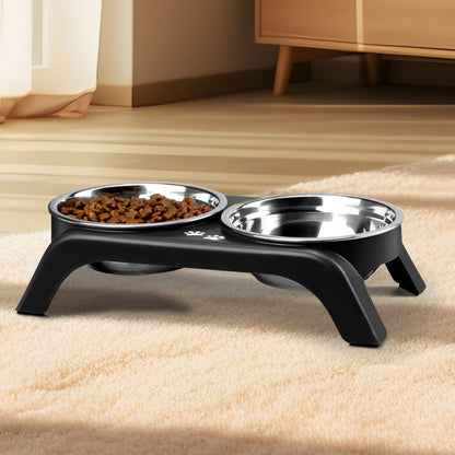 Elevated Dog Bowls | 2 Thick Stainless Steel Dog Food Bowls Non-Slip Stand for Large, Medium Dogs - Height Adjusts 3.7" to 12.36"