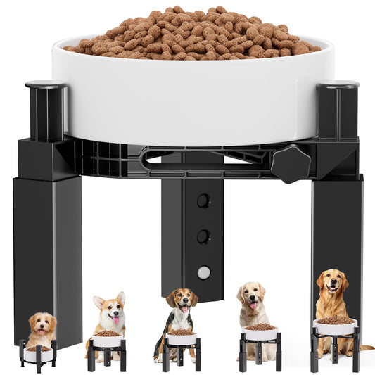 XIAZ Dog Bowl Stand Elevated Food Water Bowl Holder for Large Medium Small Sized Dog, Heights&Width Adjustable, Non-Slip, Durable, Elevated Feeding Bowl Stand for All Dogs Bowls