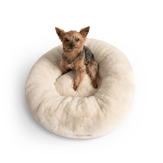 UnHide Floof Pet Bed - Medium (28" x 10") - Extra Soft Dog Bed - Removable Faux Fur Cover - Machine Washable - Helps Ease Pet Anxiety & Provides The Perfect Sleep