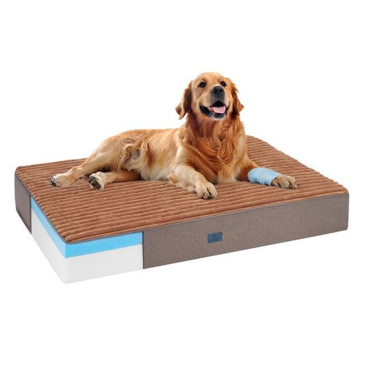 Veehoo Orthopedic Memory Foam Dog Bed, 7 Inch Thick Extra Large Dog Bed for Senior Dogs with Ultra-Soft Fluffy Surface, Waterproof Liner, Removable Washable Cover and Non-Slip Bottom, CWW2508CP