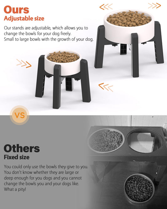 CZPET Raised Dog Bowl Stand with 51oz Stainless Steel Bowl Large Capacity, Single Elevated Dog Bowl, Size Adjustable, Easy Assembly and Stable Stand for Small/Medium Dogs