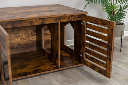 Trixie XL Furniture Litter Box Enclosure (White), Hidden Litter Box for Cats with Openings on Either Ends & Large Ventilations Slots, Double Doors for Easy Cleaning, Removable Divider