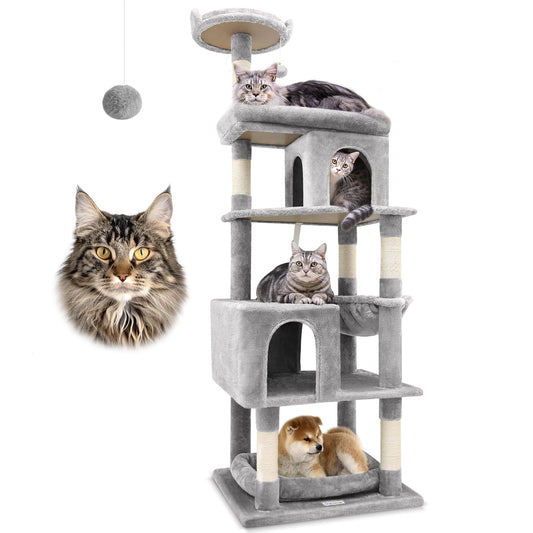 Globlazer S72 Heavy Duty Cat Trees for Large Cats, Sturdy 72in Maine Coon Cat Tree for Large Cat 20 lbs+ Heavy Duty Cat Tower for Adult Biggest Cats with 6 Scratching Posts, Hammock