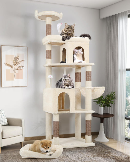 Globlazer S72 Heavy Duty Cat Trees for Large Cats, Sturdy 72in Maine Coon Cat Tree for Large Cat 20 lbs+ Heavy Duty Cat Tower for Adult Biggest Cats with 6 Scratching Posts, Hammock
