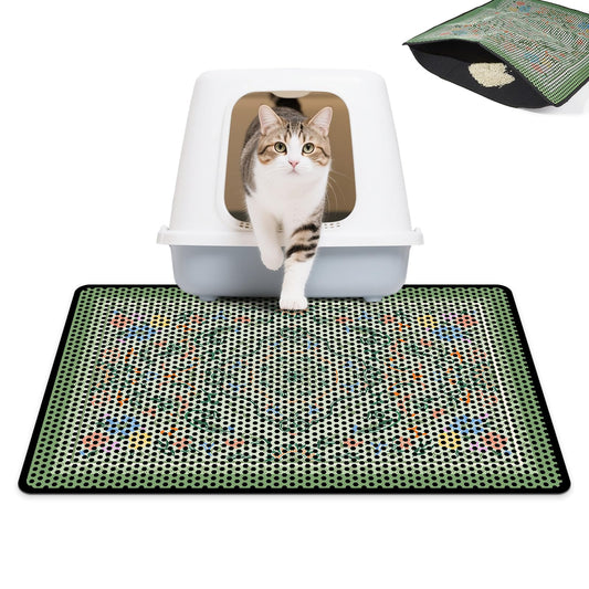 Hedgeink Cat Litter Mat Double Layer Machine Washable Litter Trapping Mat