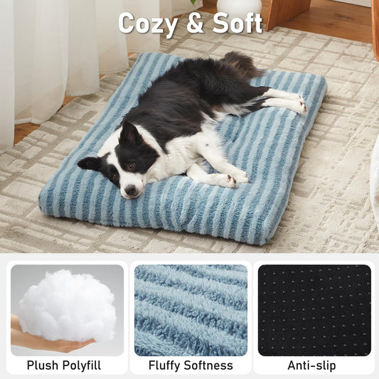 FURTIME Washable Dog Bed Large Sized Dogs, Deluxe Dog Crate Beds Comfy Fluffy Kennel Pad Anti-Slip Pet Sleeping Mat, Machine Washable Dogs Pillow