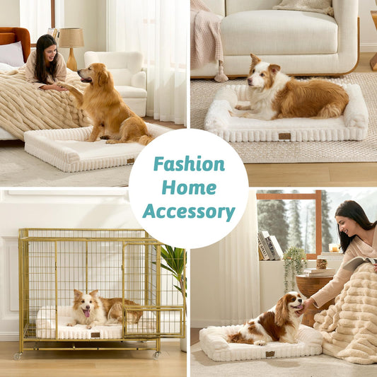 Cute Dog Bed, Comfortable Pet Couch, Faux Fur Orthopedic Foam Dog Bed with Sides, Removable Washable Cover