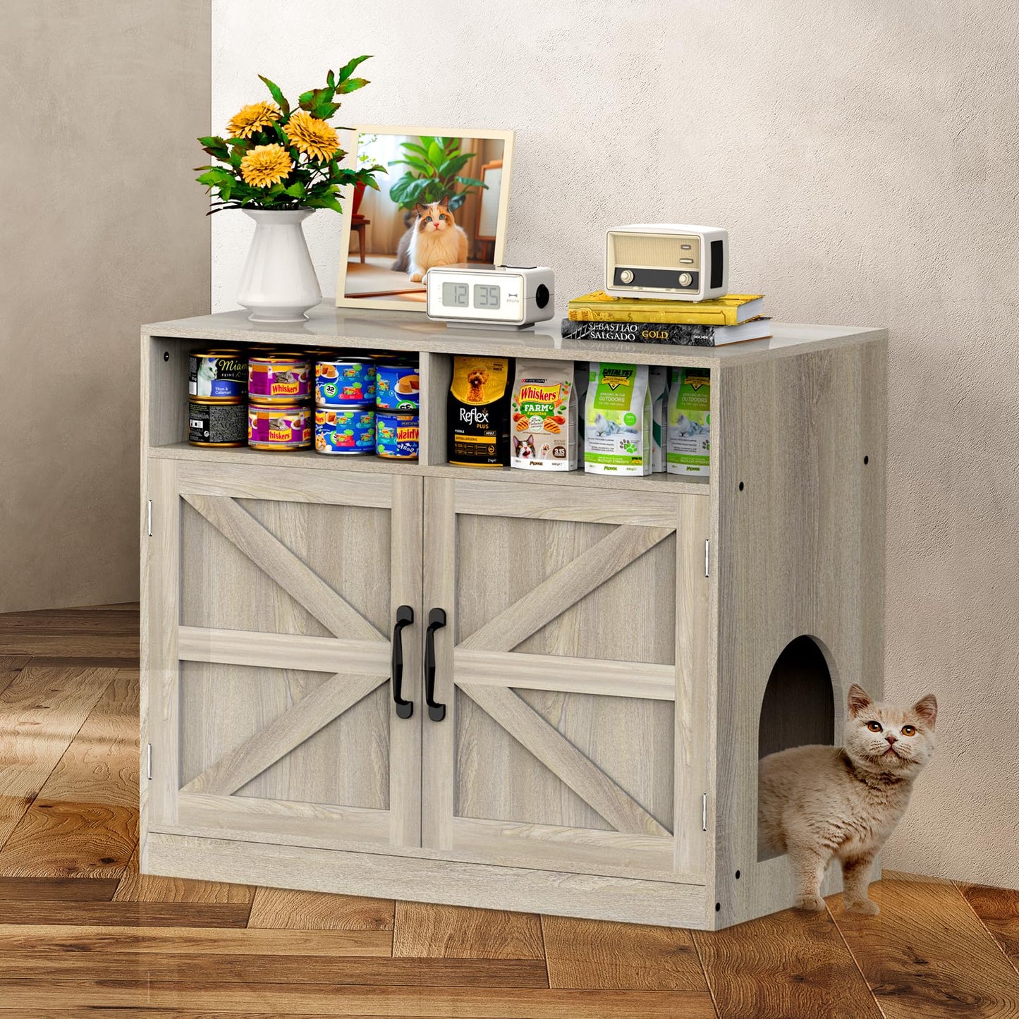 Cat Litter Box Enclosure Furniture Ultra-Large Wooden Hidden Litter Box