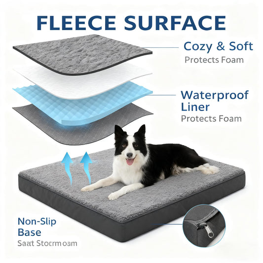 RichePet Dog Bed with Waterproof Inner Liner, Removable Cover, Egg Crate Foam Dog Beds, Easy to Clean.